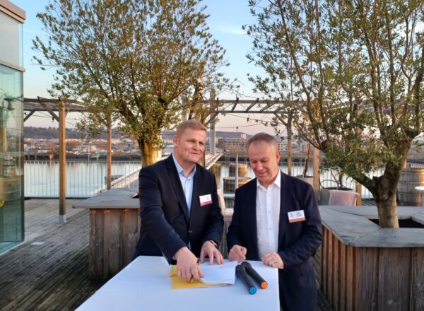 Lionel Chol et Eric Le Gall, coprésidents de la nouvelle Fédération des maisons de Bordeaux et de Cognac (FMBC)