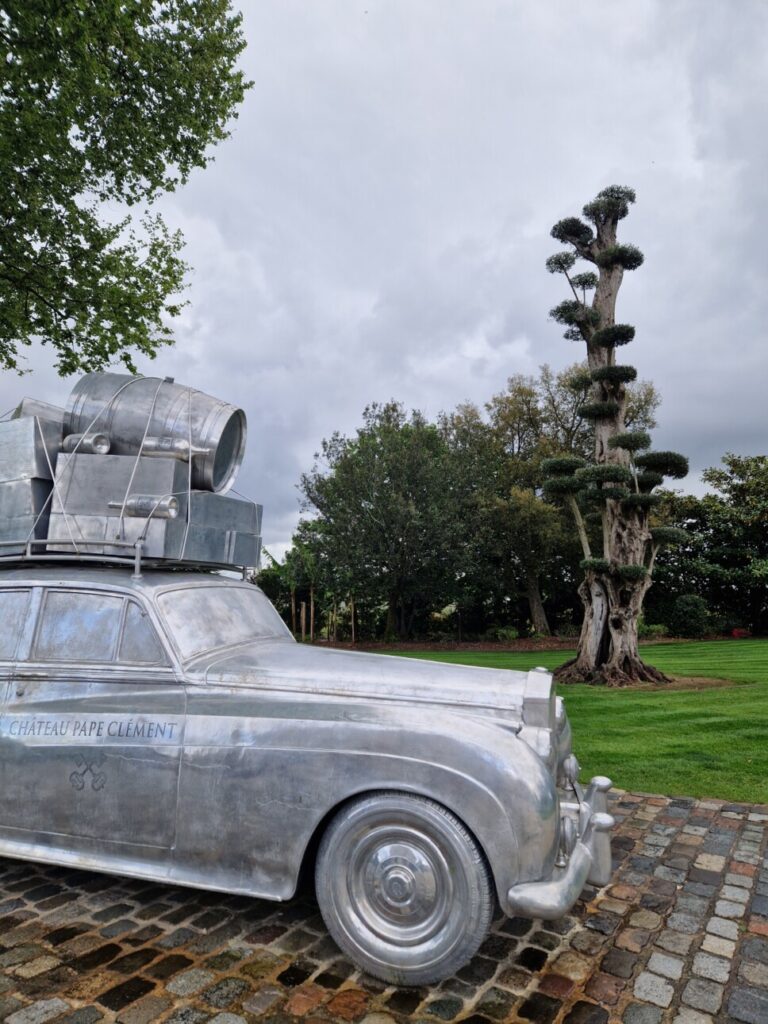 L'olivier taillé en nuage en second plan, au château Pape Clément