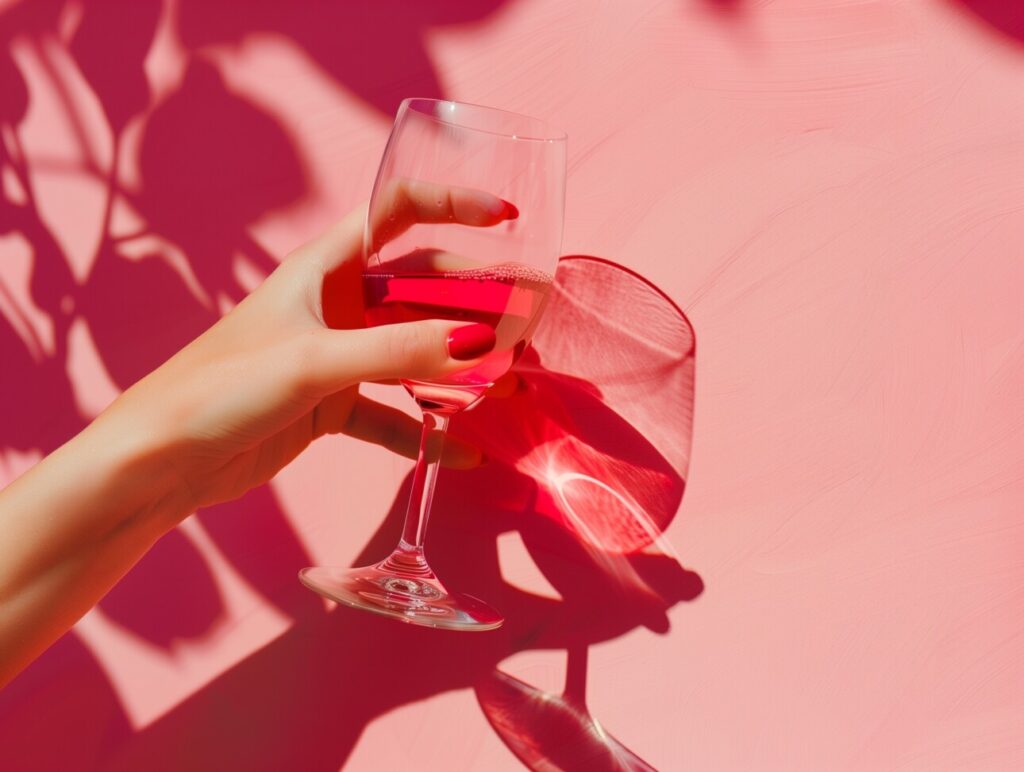 verre de rosé soleil ombre 