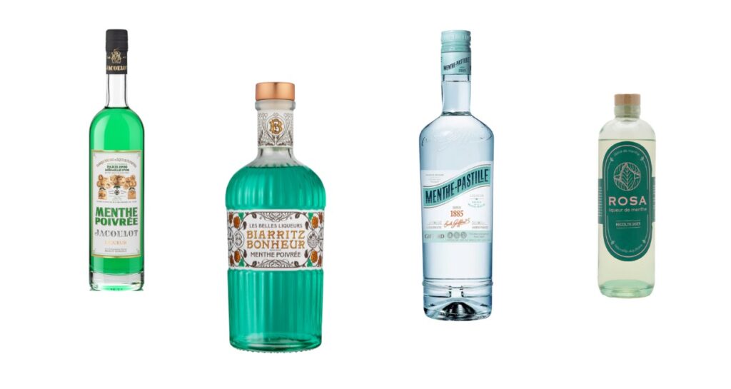 bouteiles de liqueur menthe
