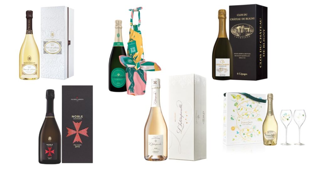 six coffrets de champagne