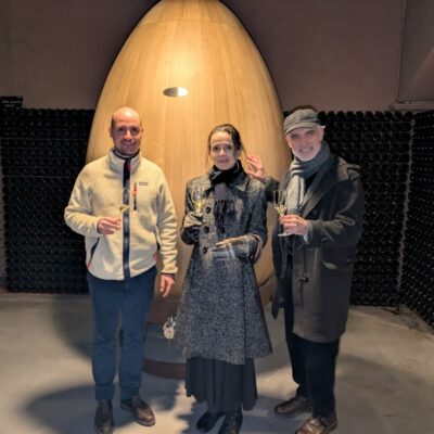 Hugo Drappier, l'écrivaine Amélie Nothomb et Michel Drappier